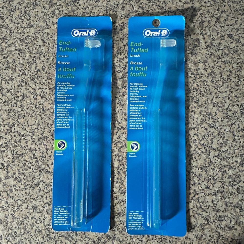 2 Pack- Oral-B Tufted Brush Specialty Toothbrush End Tuft Braces Bridge Crown